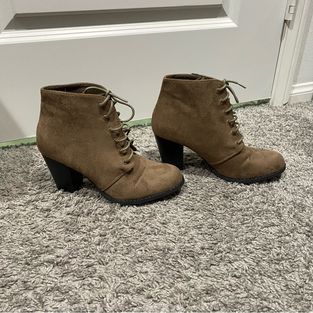 Brown Suede Booties - size 7